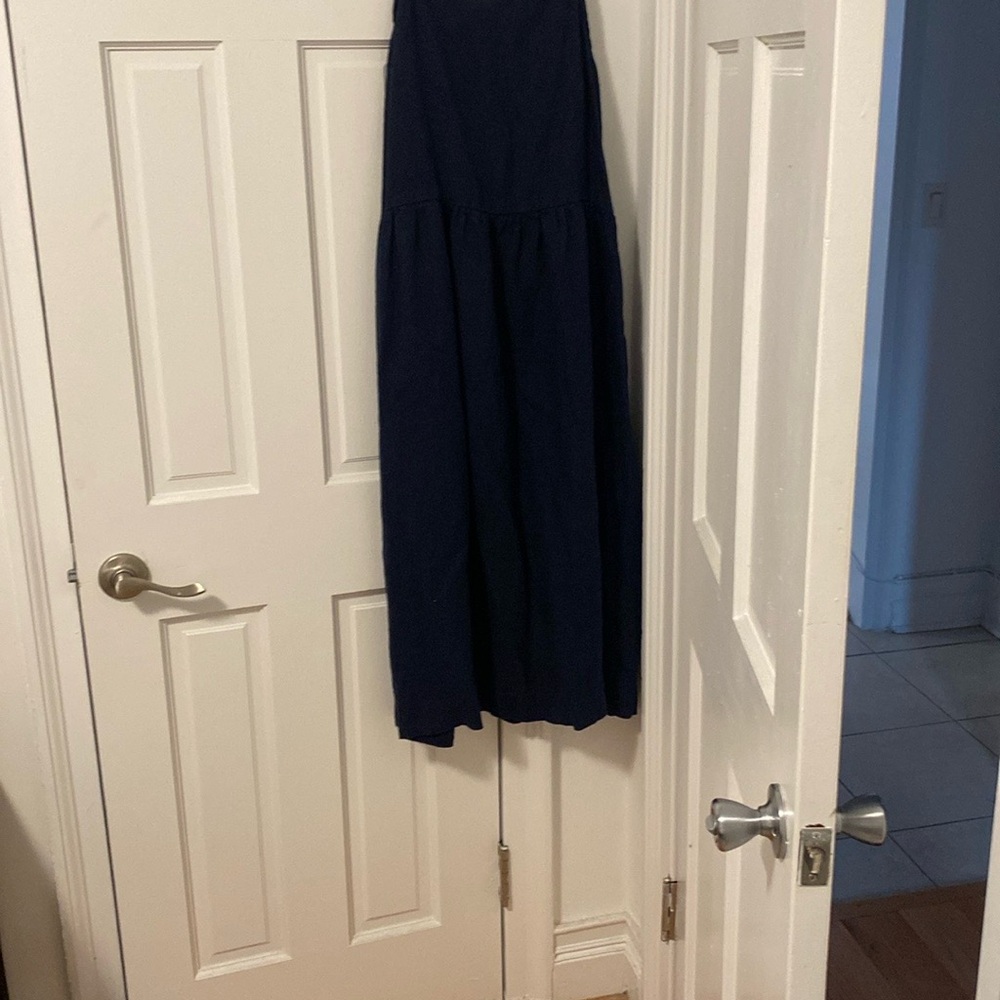 Artemesia Navy Linen Avery maxi Dress
